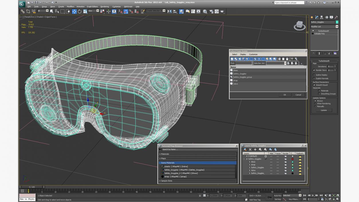 3D Lab Safety Goggles model