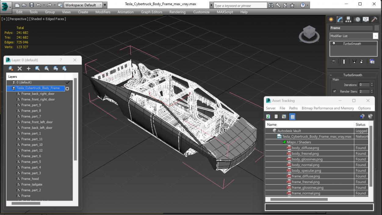 Tesla Cybertruck body frame 3D