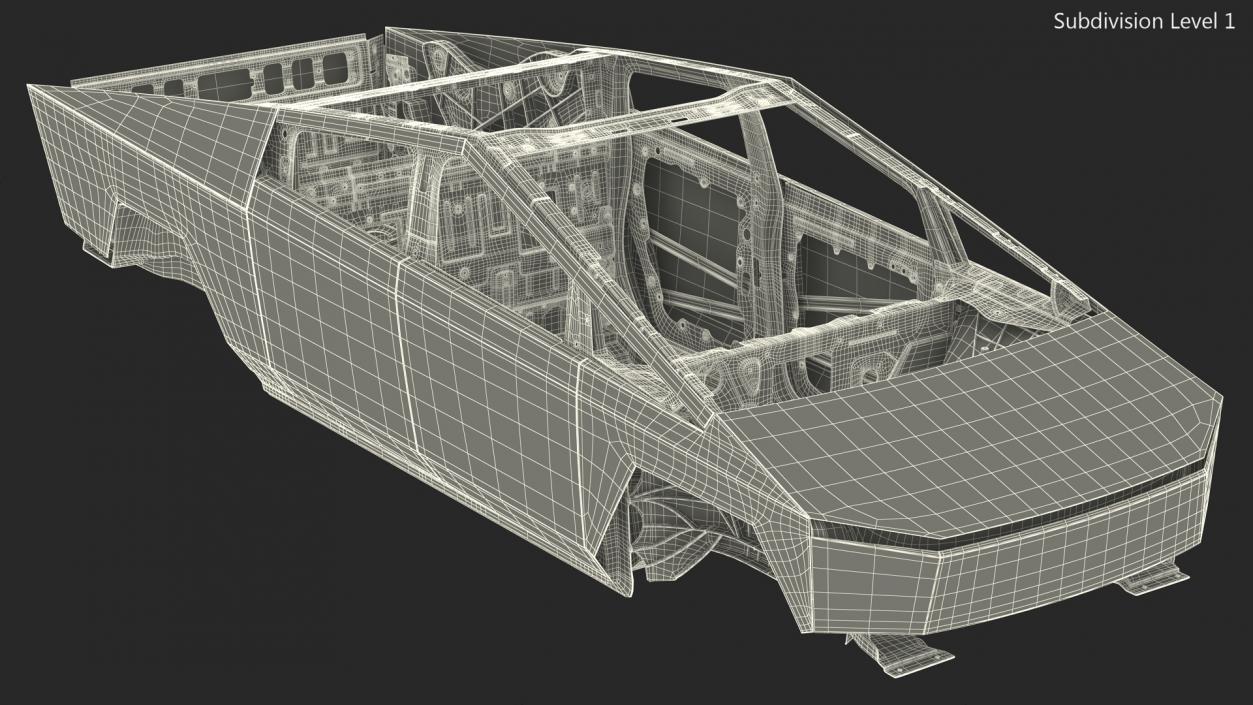 Tesla Cybertruck body frame 3D