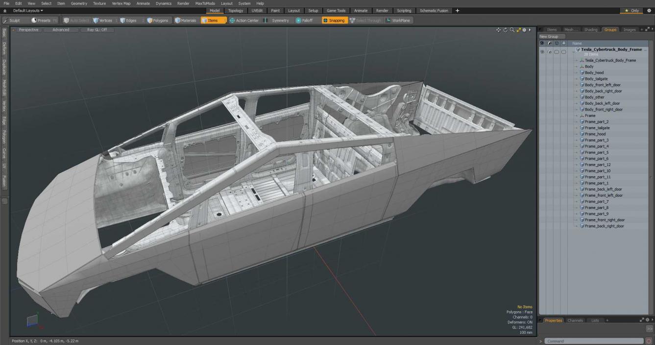 Tesla Cybertruck body frame 3D