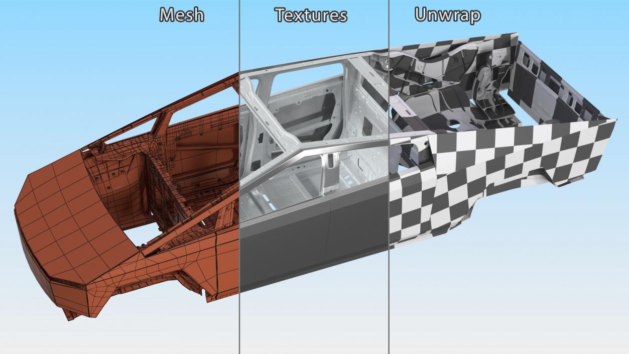 Tesla Cybertruck body frame 3D