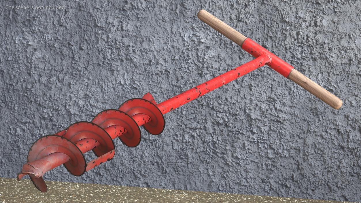 Old Red Steel Hand Drill 3D model