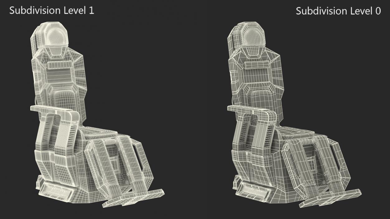 3D Pilot Seat Futuristic Grey