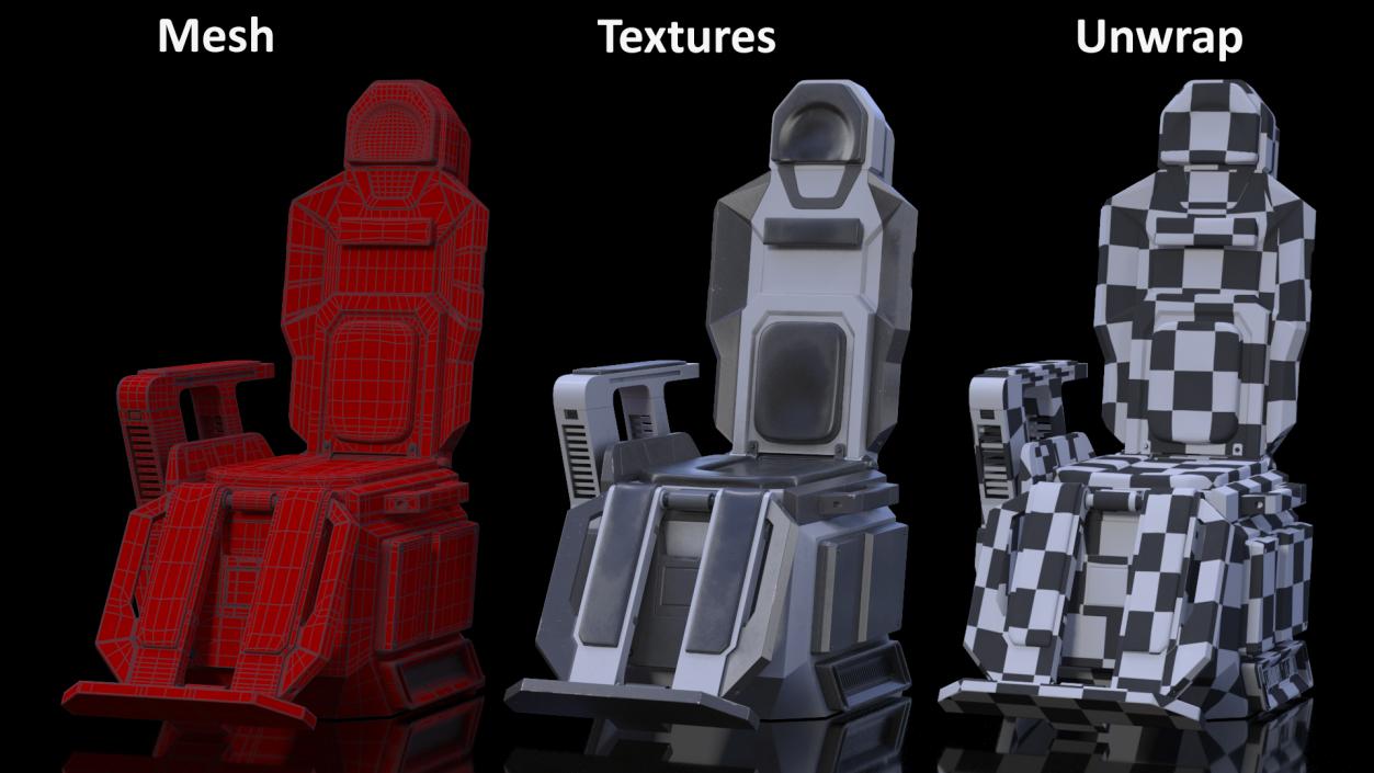 3D Pilot Seat Futuristic Grey