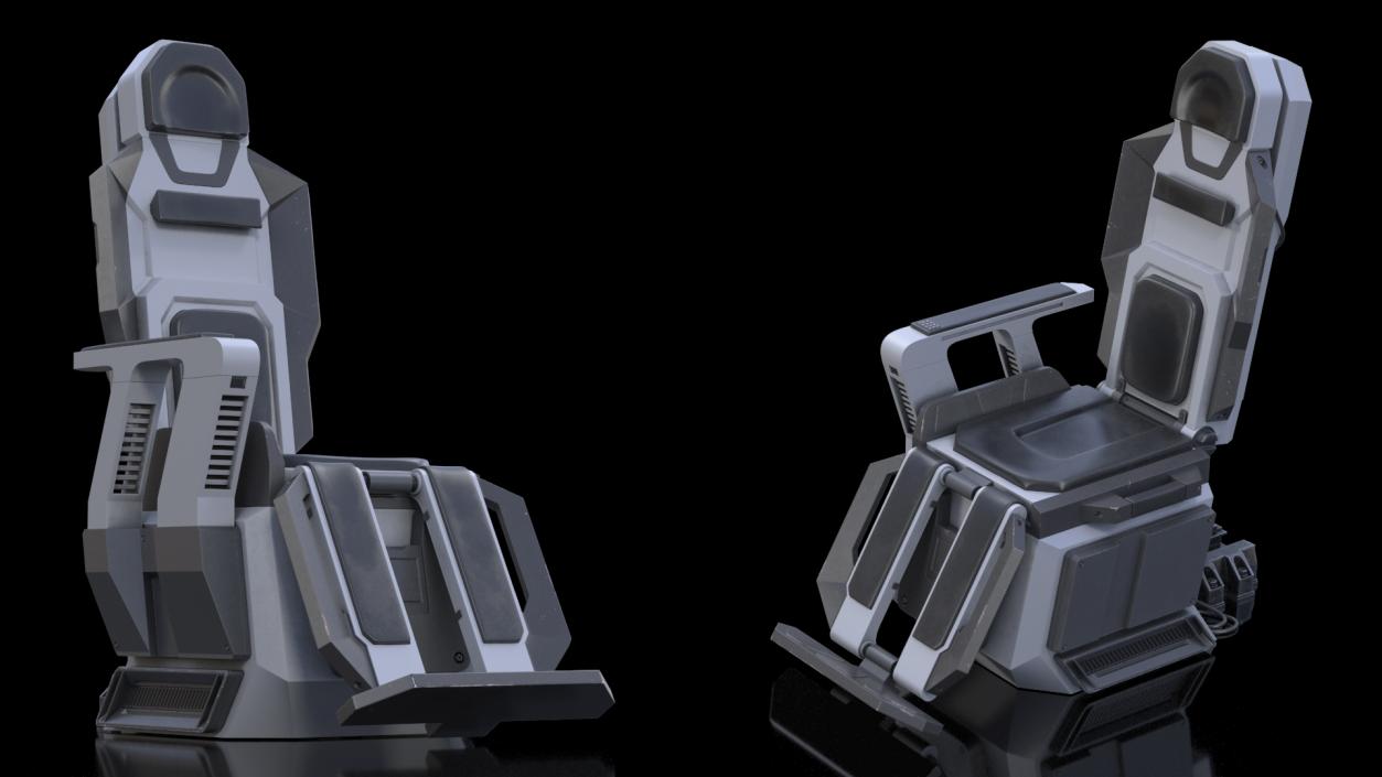 3D Pilot Seat Futuristic Grey