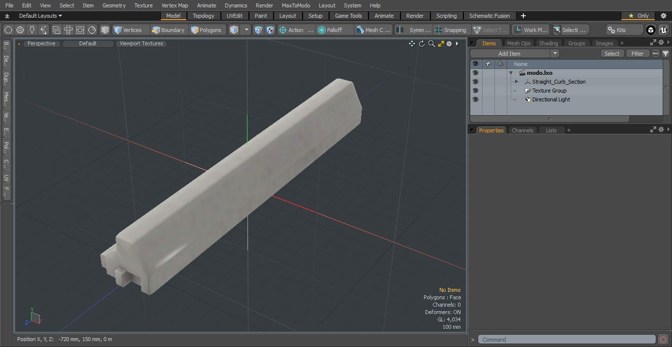 3D Straight Curb Section