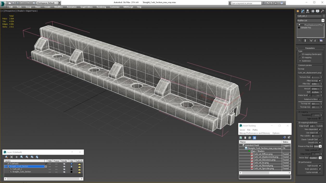 3D Straight Curb Section