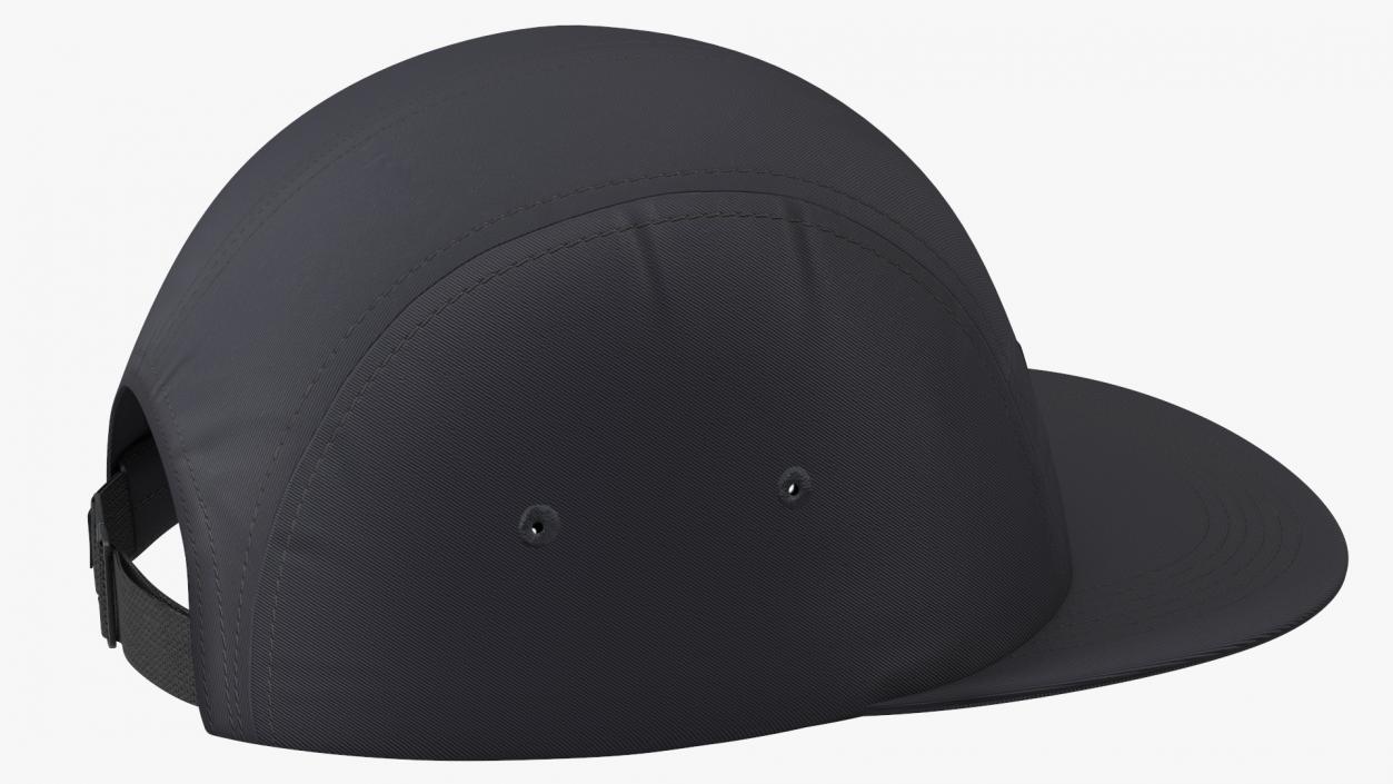 Strapback 5 Panel Cap Black 3D