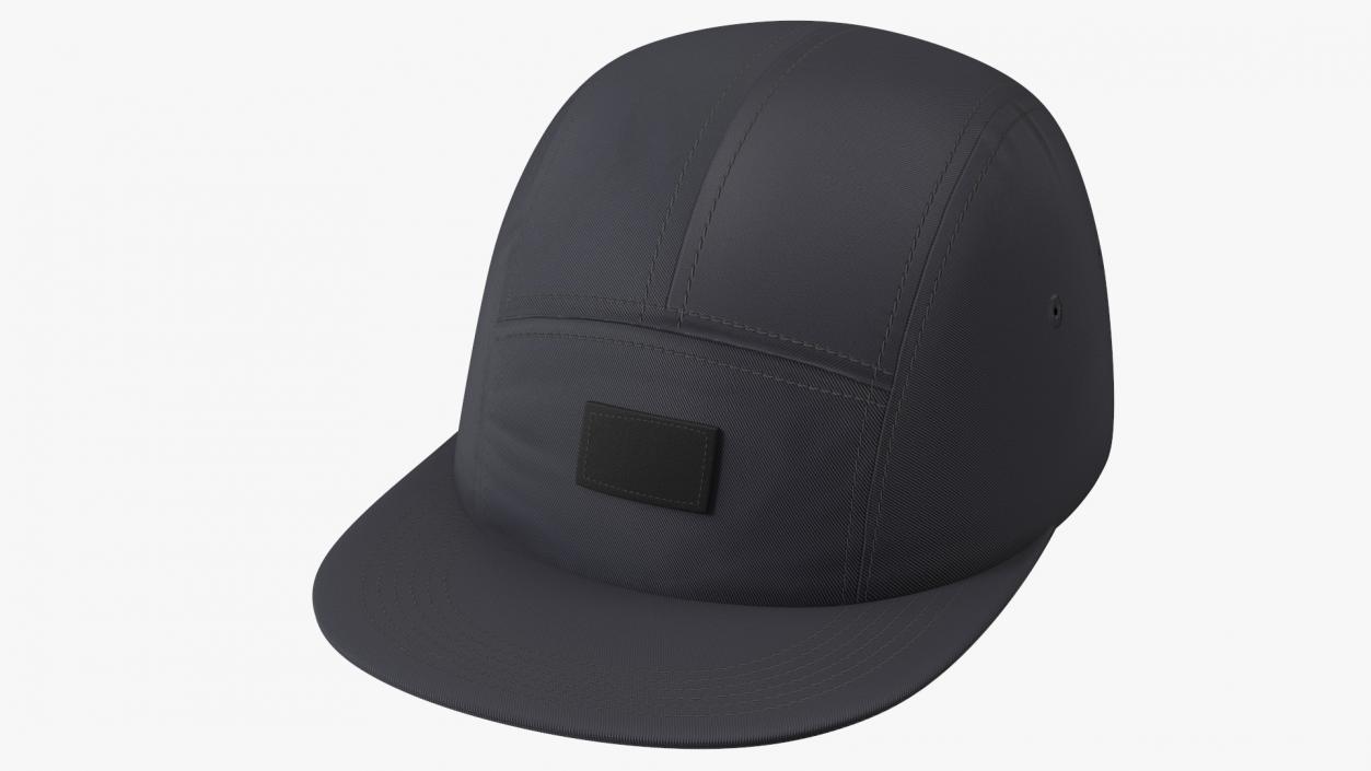 Strapback 5 Panel Cap Black 3D