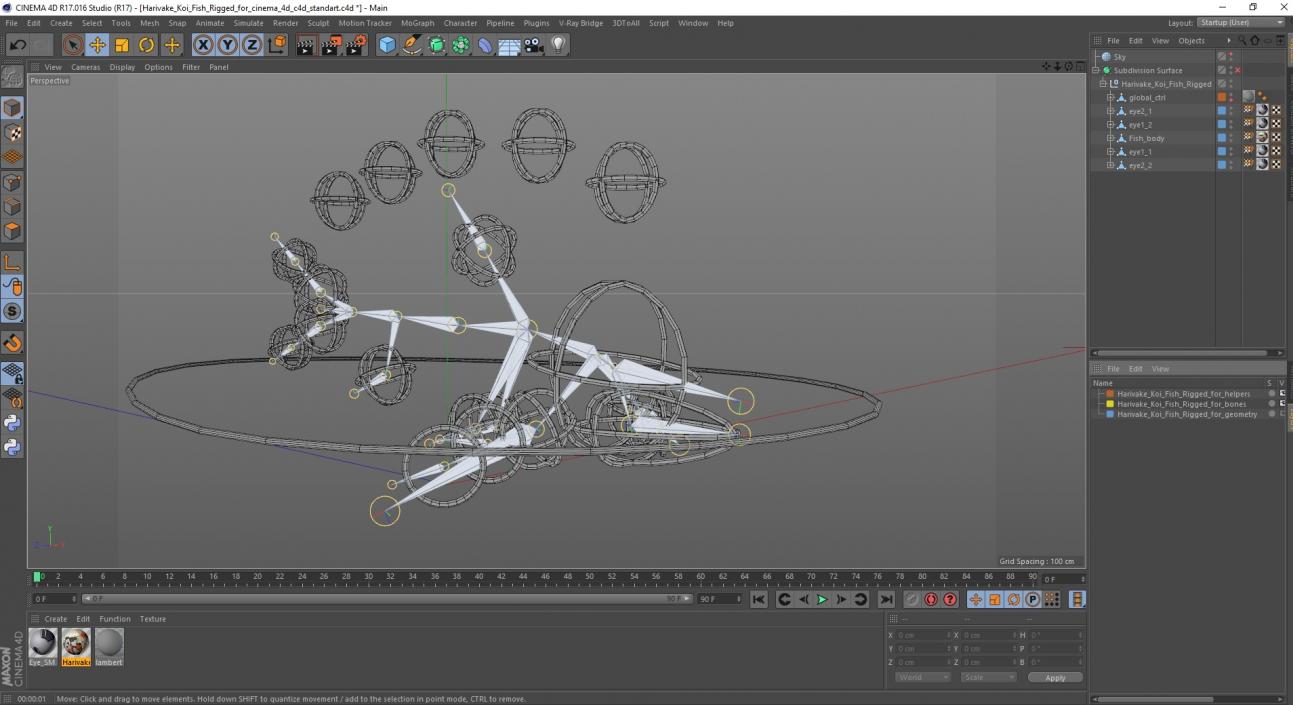 3D Harivake Koi Fish Rigged for Cinema 4D model
