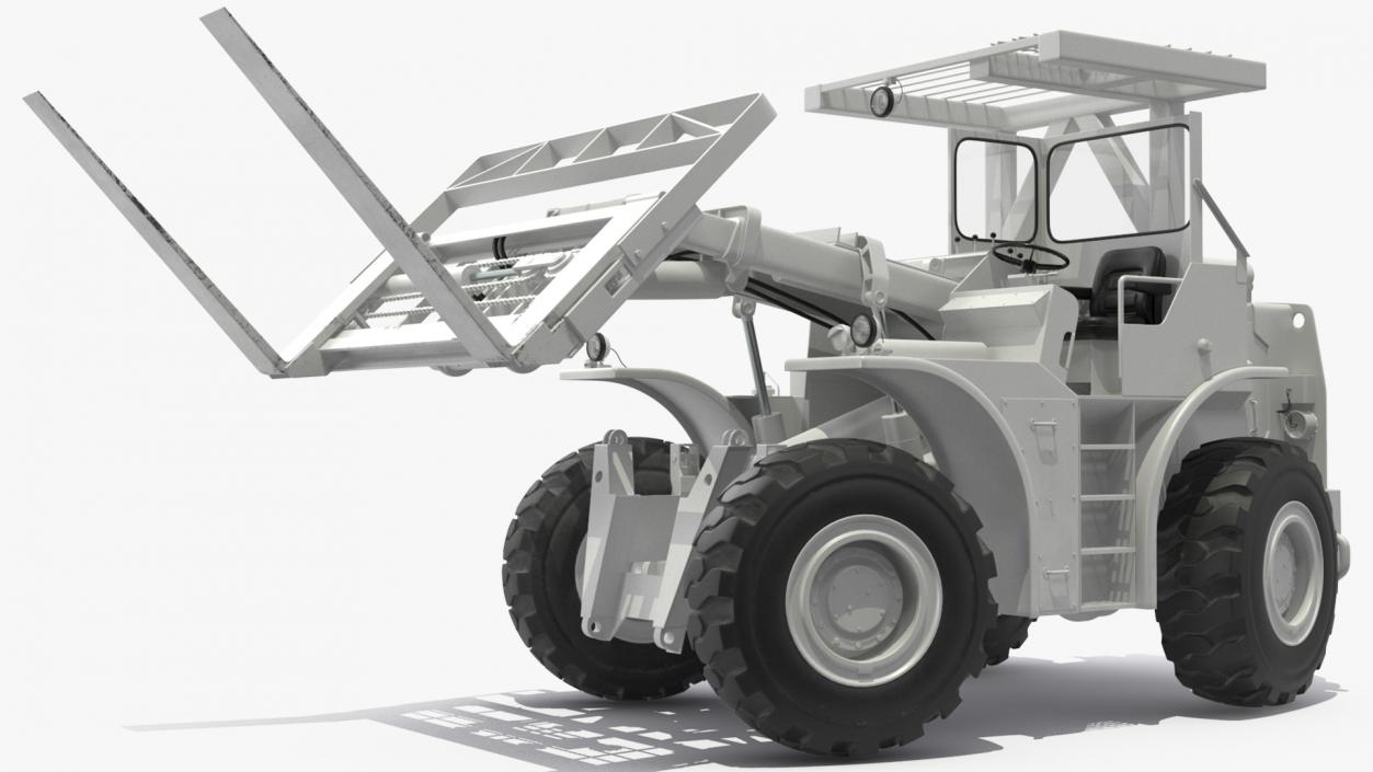 3D model Military Forklift White Rigged