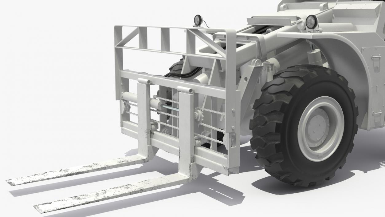 3D model Military Forklift White Rigged