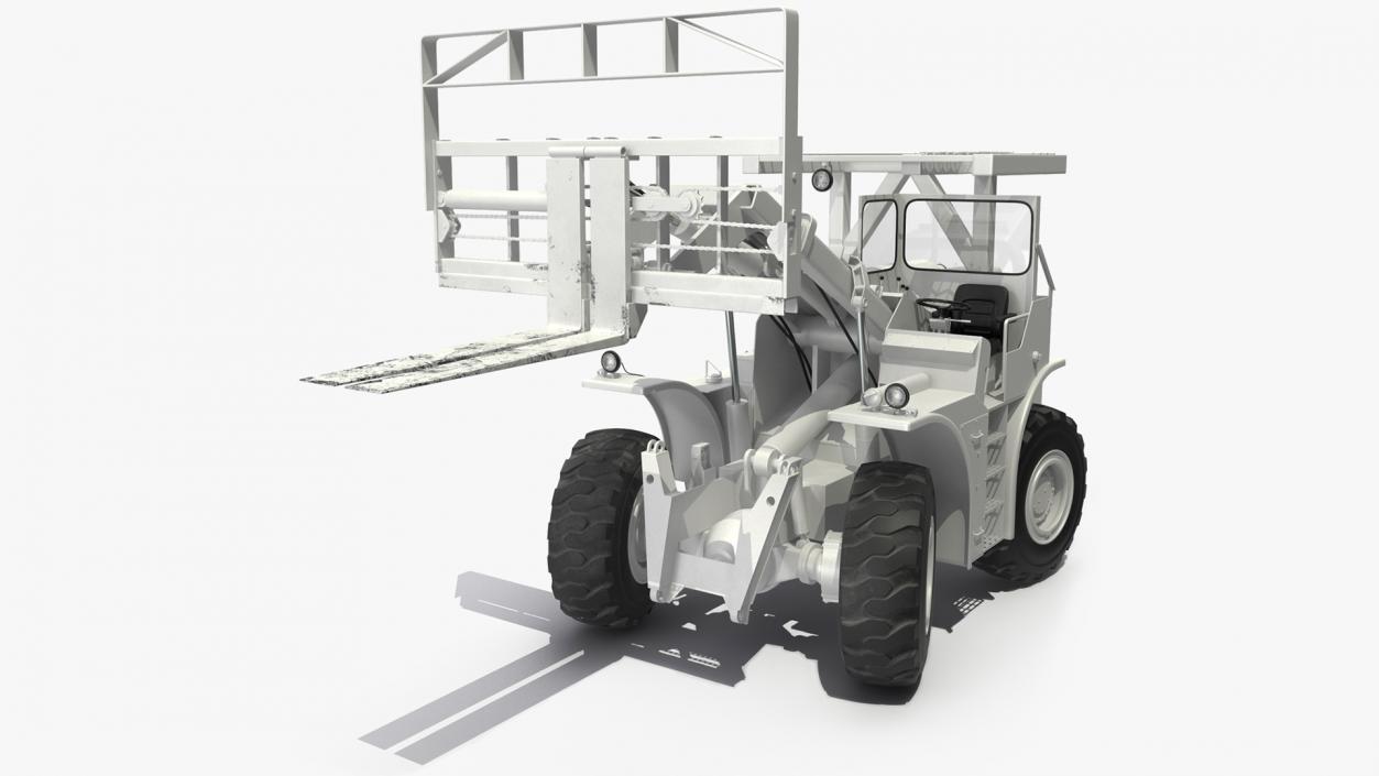 3D model Military Forklift White Rigged