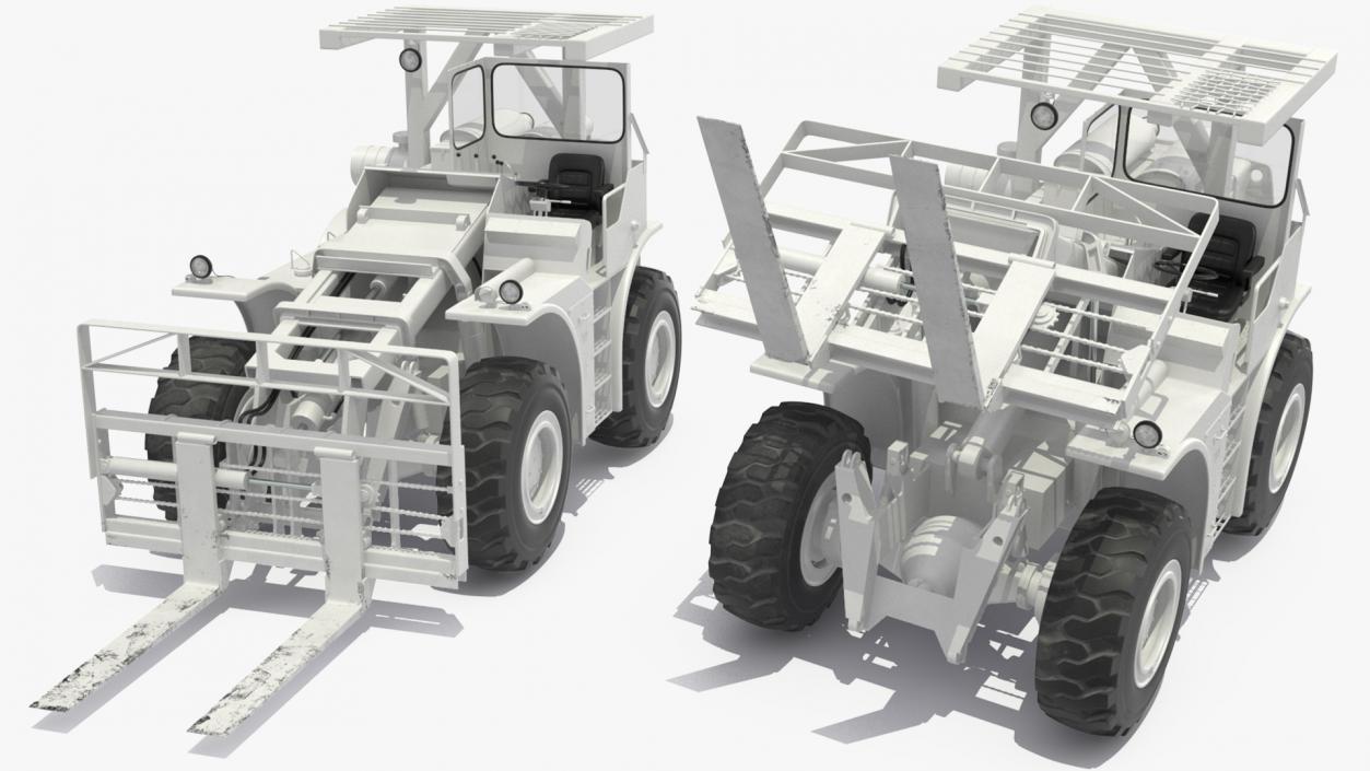 3D model Military Forklift White Rigged