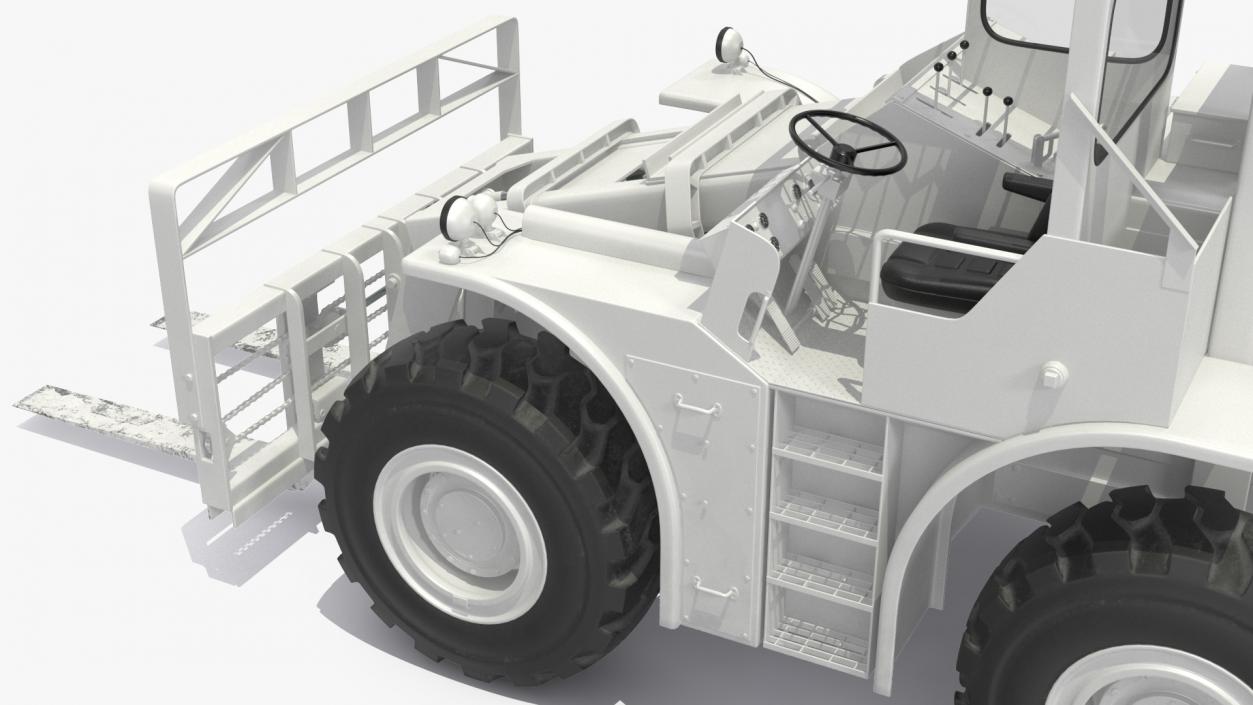 3D model Military Forklift White Rigged