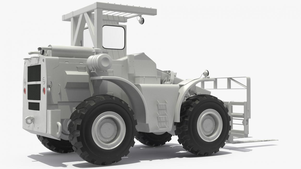 3D model Military Forklift White Rigged