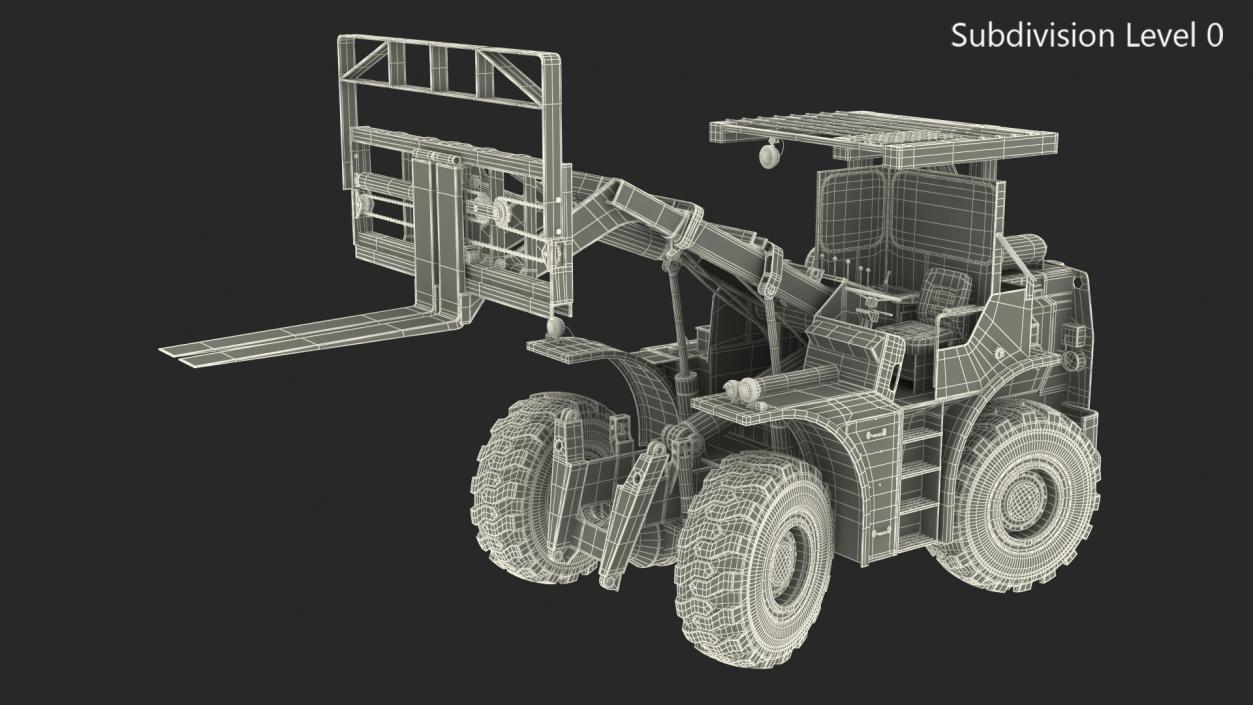 3D model Military Forklift White Rigged