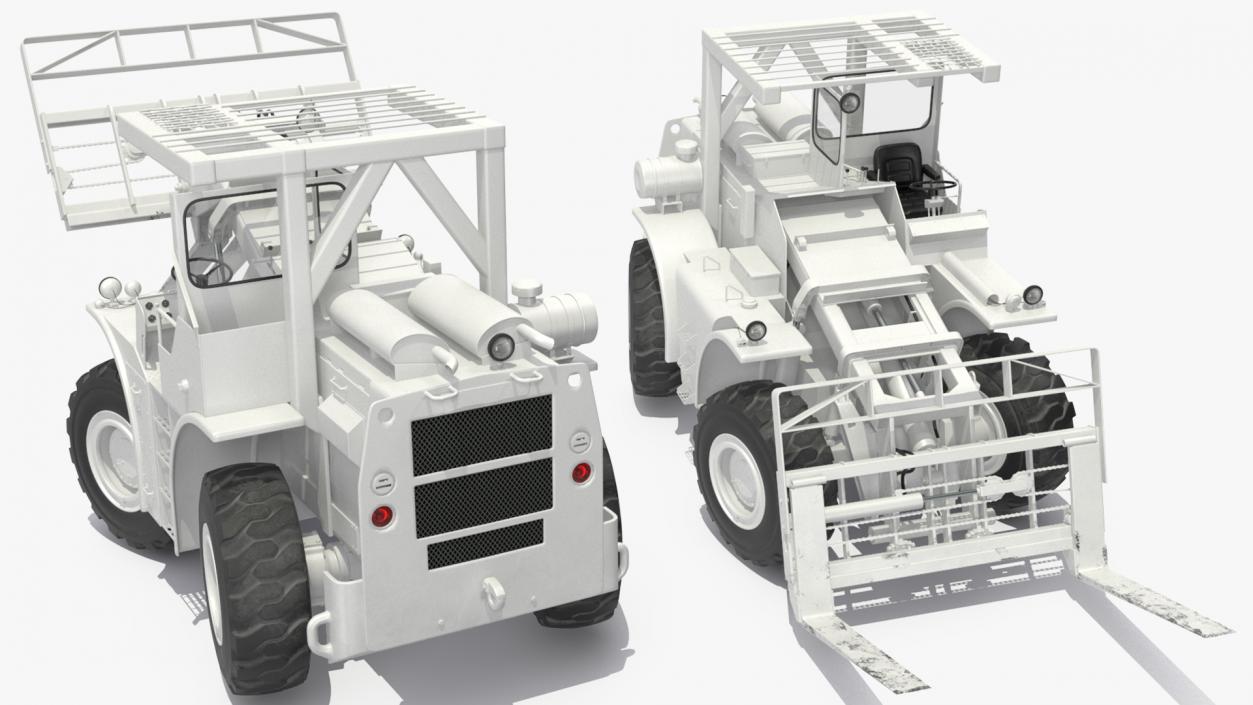 3D model Military Forklift White Rigged