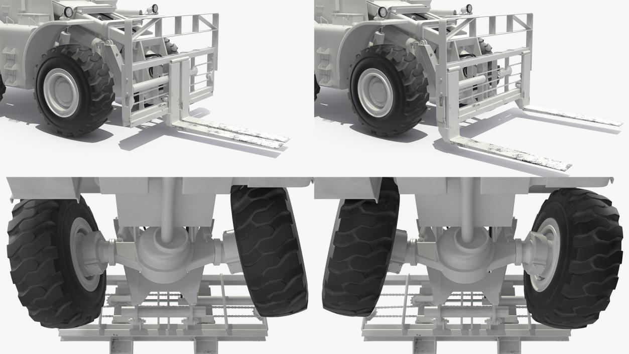 3D model Military Forklift White Rigged