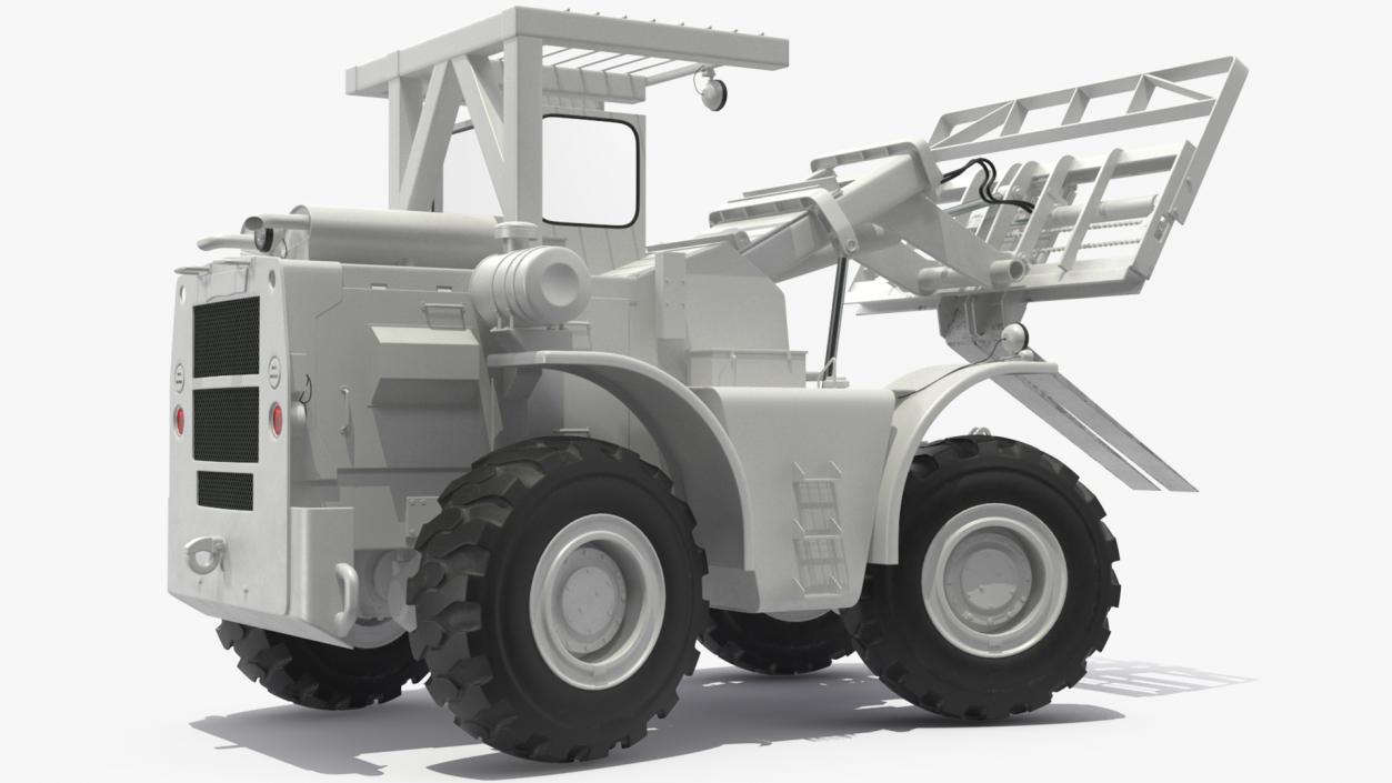 3D model Military Forklift White Rigged