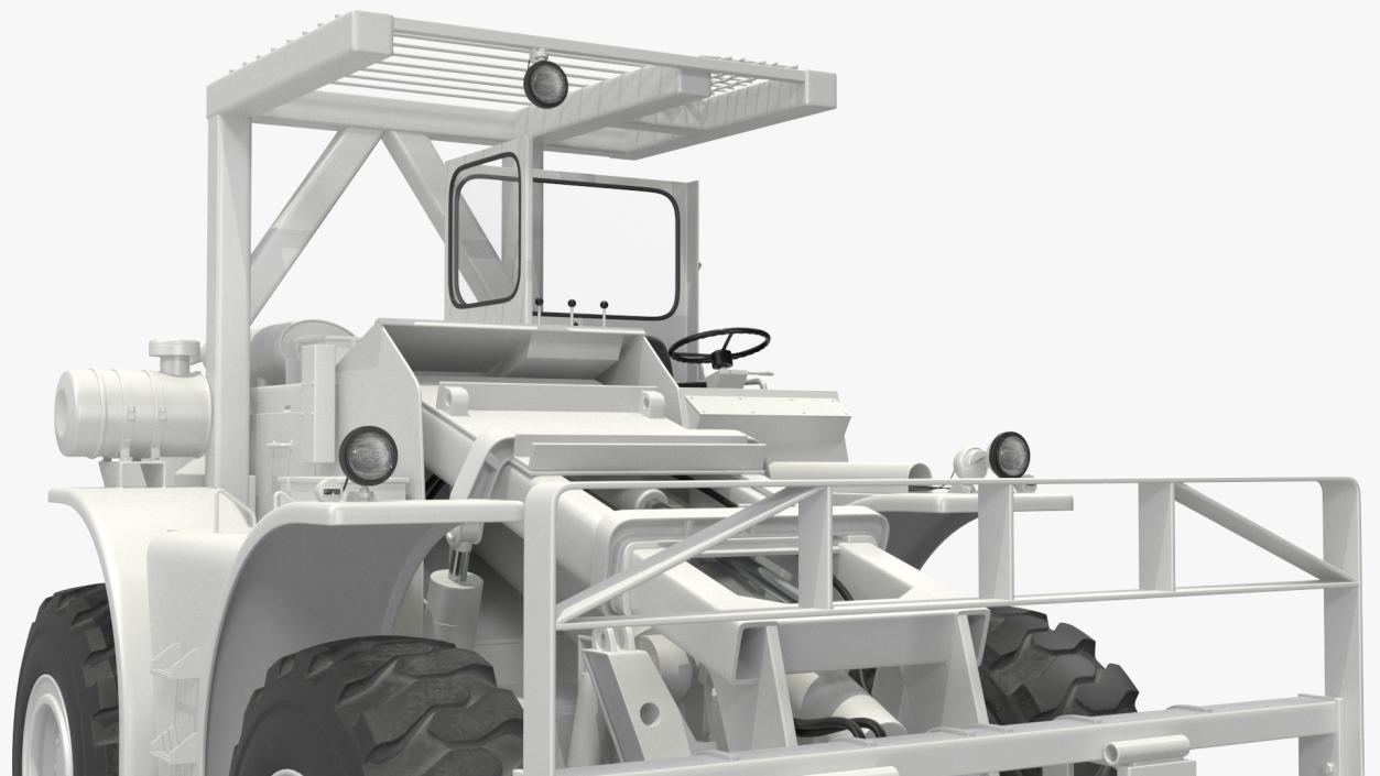 3D model Military Forklift White Rigged