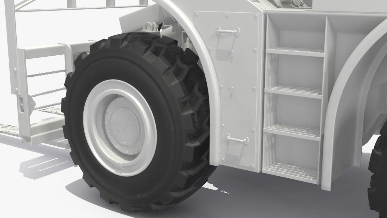 3D model Military Forklift White Rigged