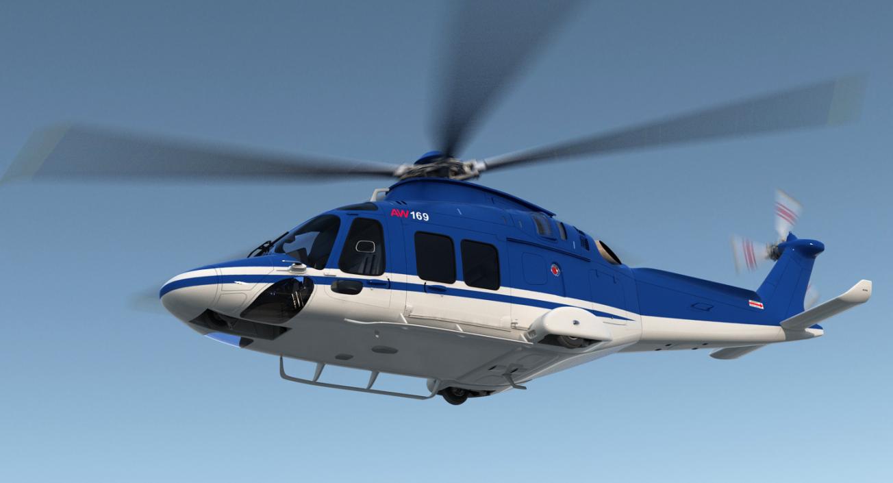 3D Multirole Helicopter AgustaWestland AW169 Rigged model