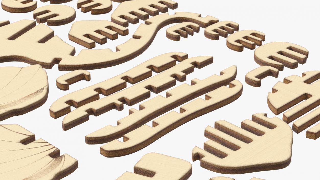 Wooden 3D Puzzle Disassembled 3D model