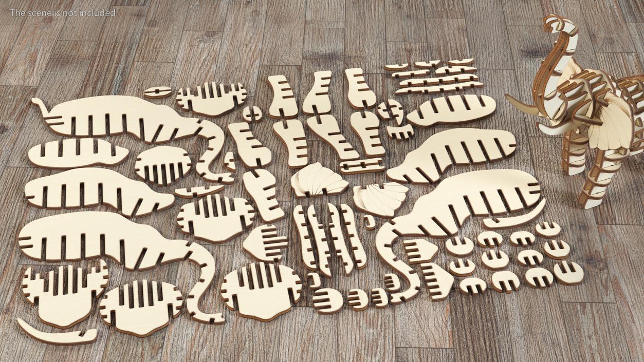 Wooden 3D Puzzle Disassembled 3D model