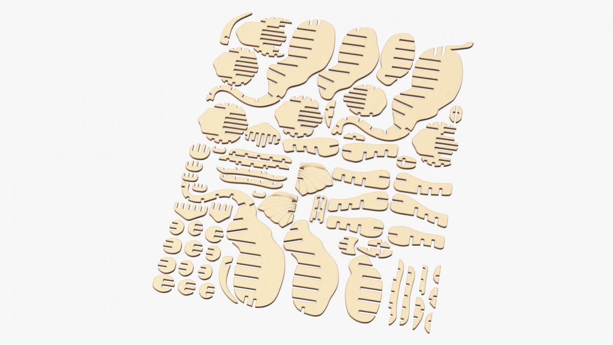 Wooden 3D Puzzle Disassembled 3D model