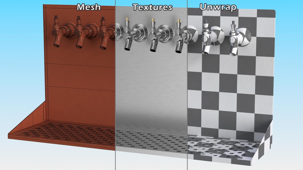 Wall Mount Beer Dispenser 8 Faucet 3D model