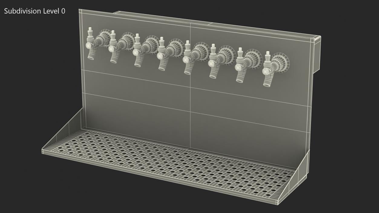 Wall Mount Beer Dispenser 8 Faucet 3D model