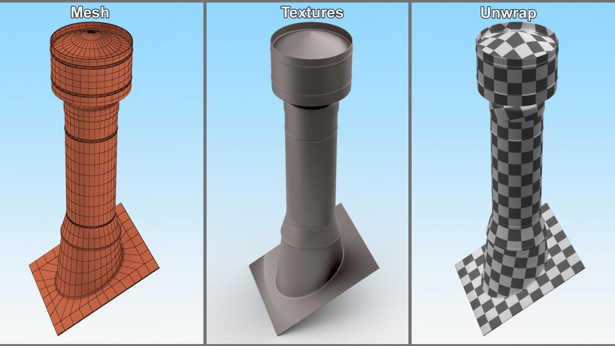 Round Metal Chimney Black Corner Base 3D