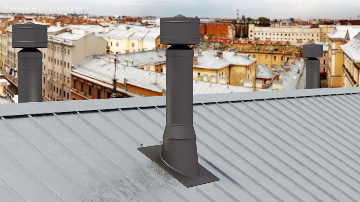 Round Metal Chimney Black Corner Base 3D