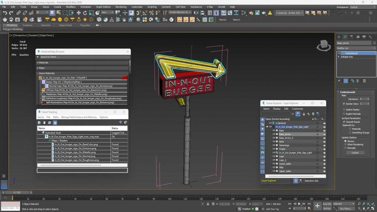 3D In N Out Burger Pole Sign Light