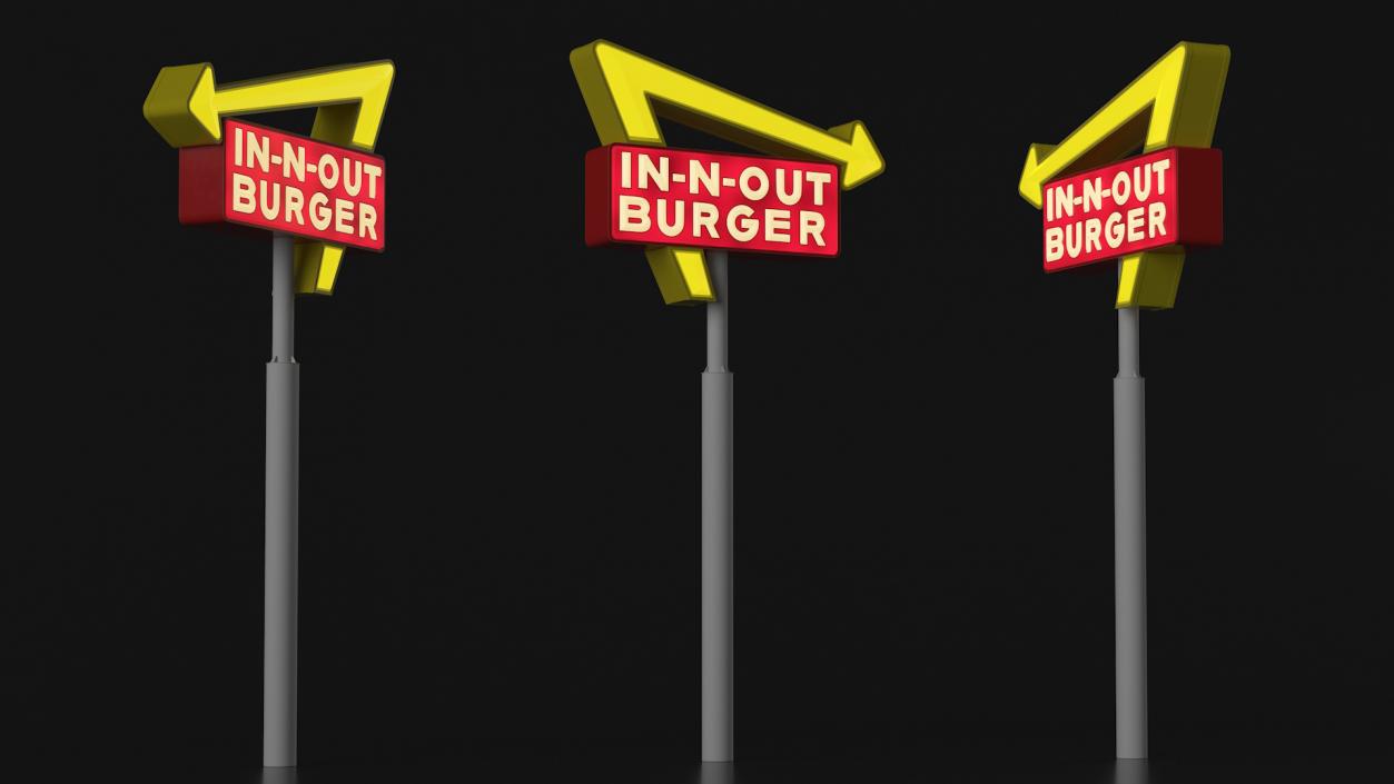 3D In N Out Burger Pole Sign Light