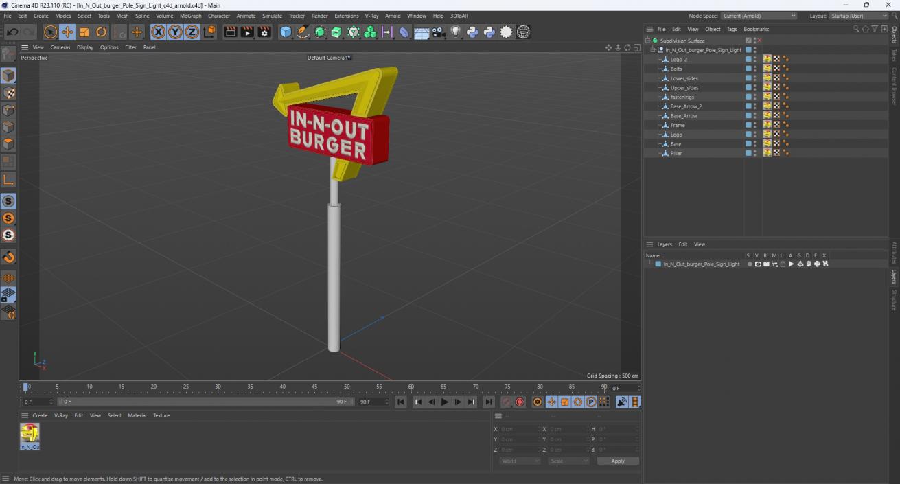 3D In N Out Burger Pole Sign Light