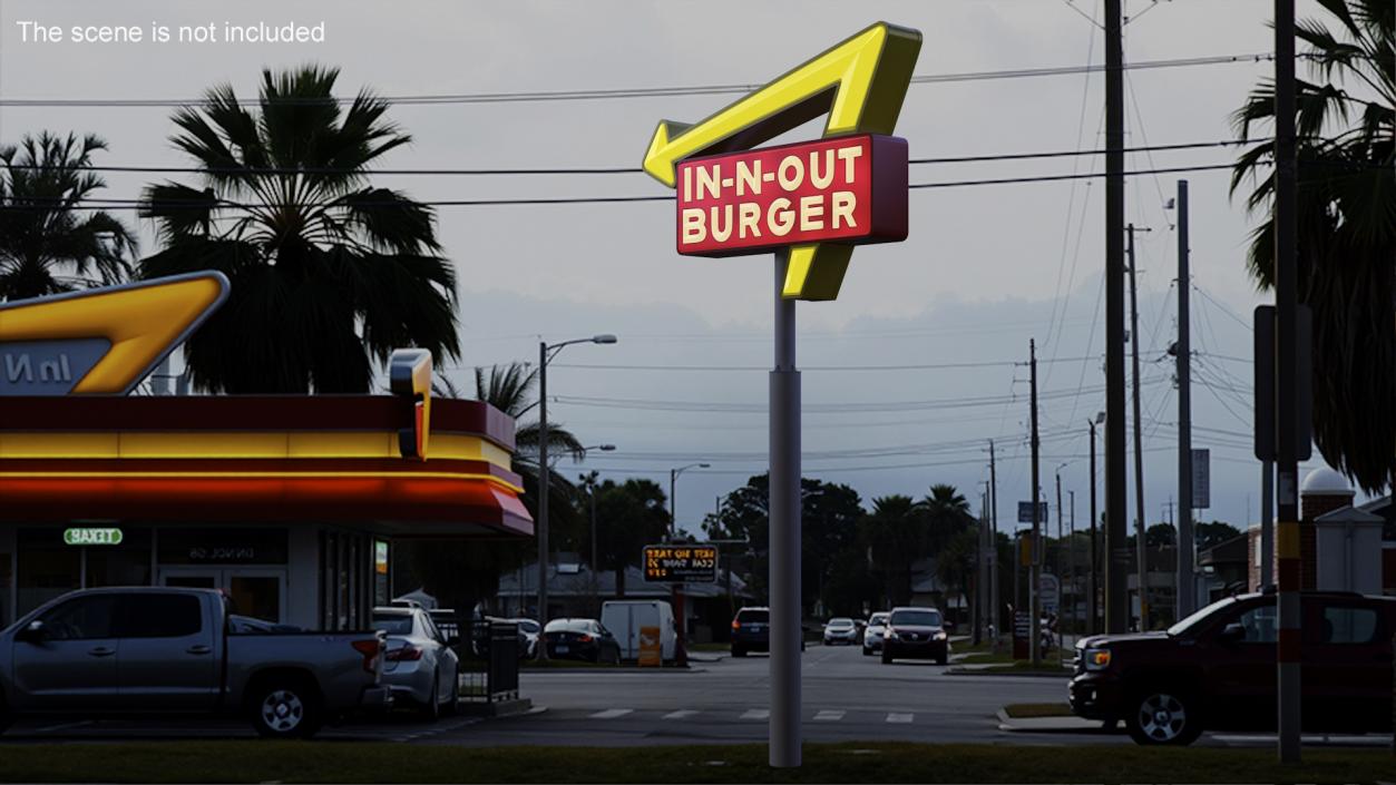 3D In N Out Burger Pole Sign Light