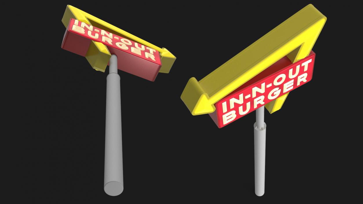 3D In N Out Burger Pole Sign Light