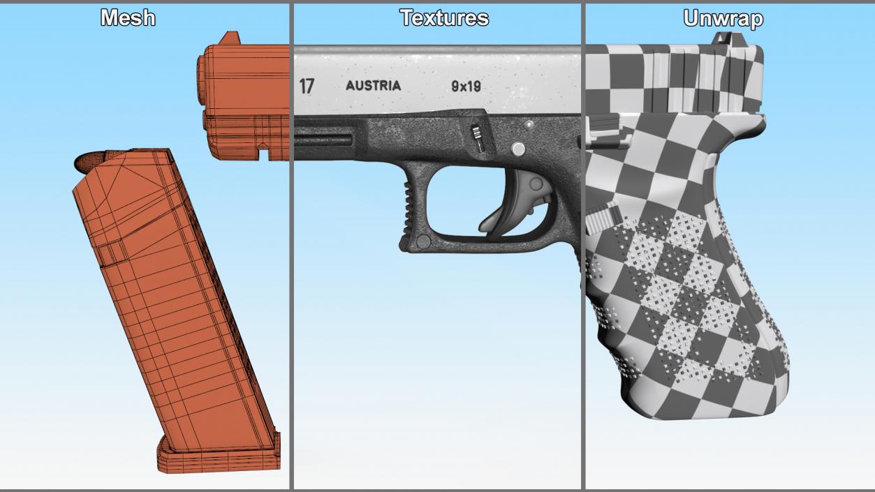 Glock 17 with Magazine 3D