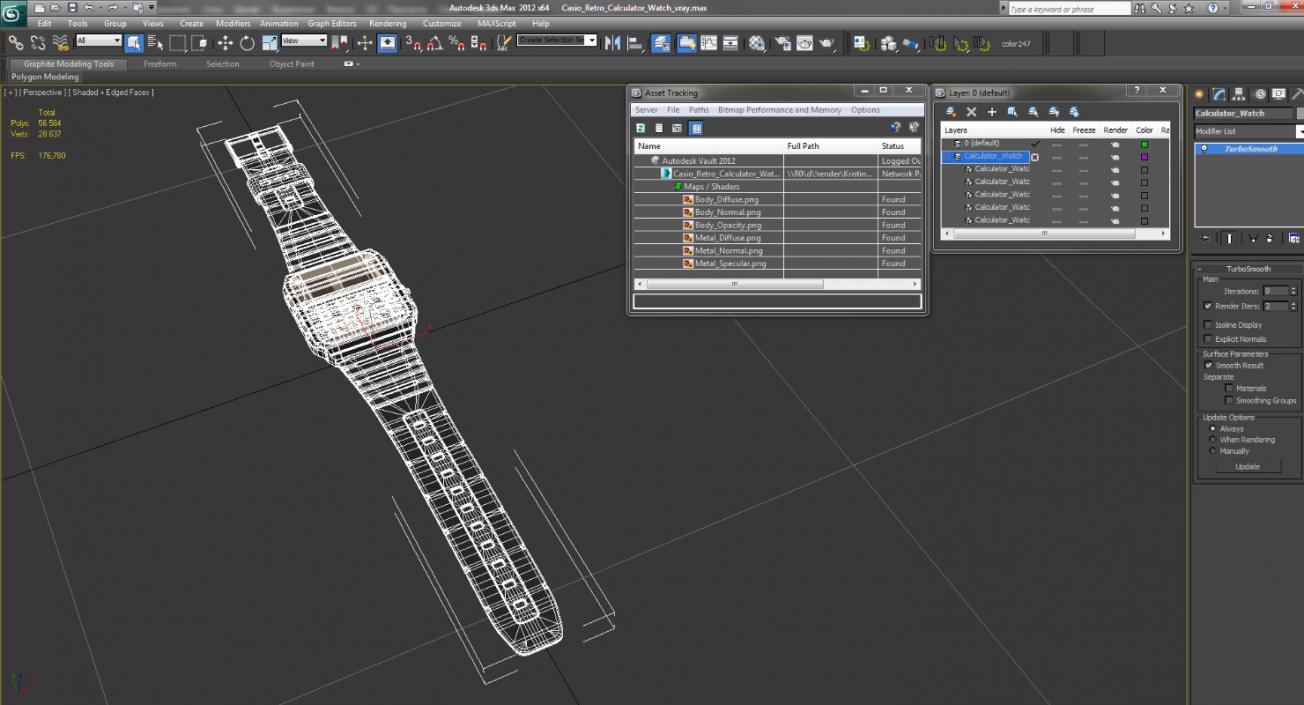 3D Casio Retro Calculator Watch model