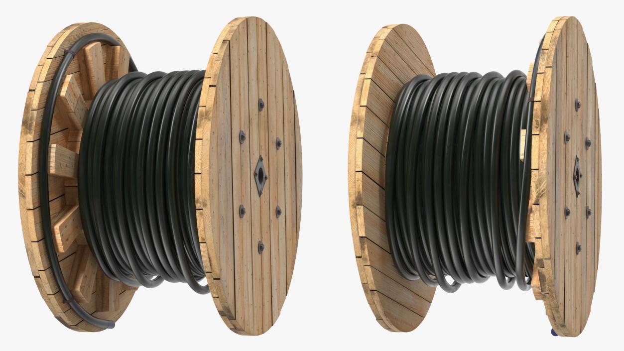 3D Wooden Cable Reel with Cable model