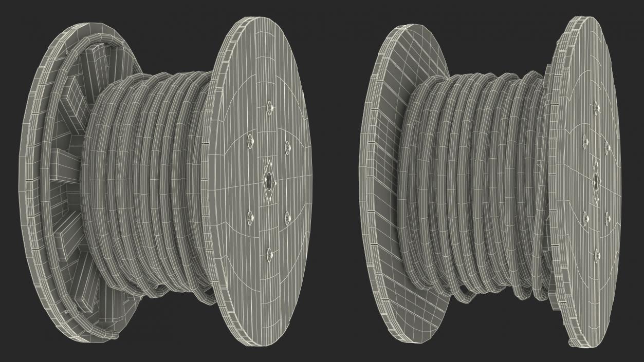 3D Wooden Cable Reel with Cable model