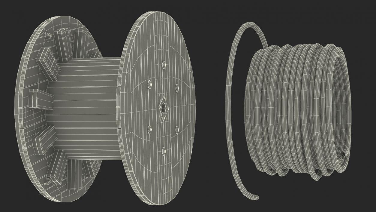 3D Wooden Cable Reel with Cable model