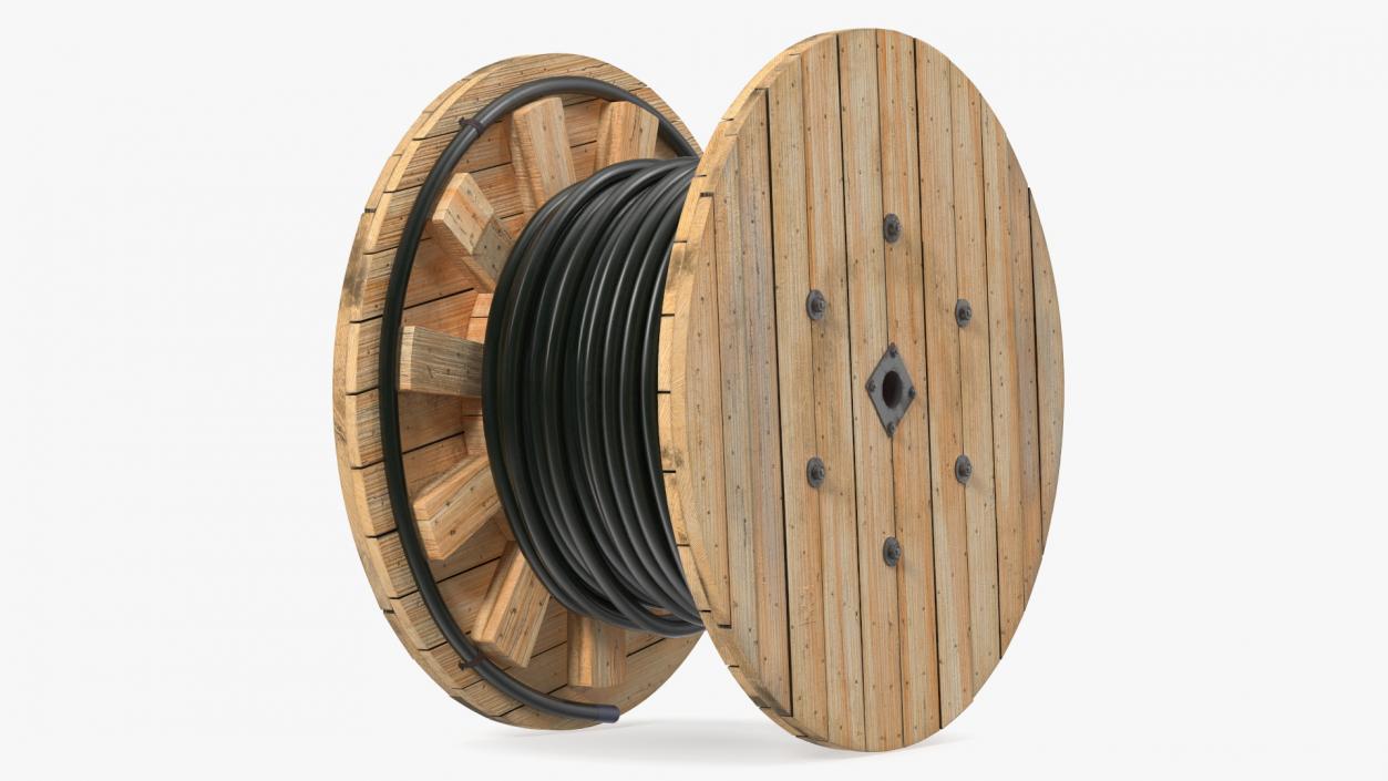 3D Wooden Cable Reel with Cable model