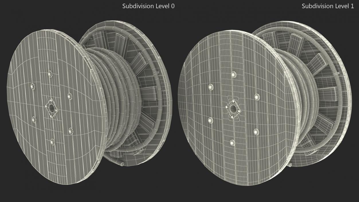 3D Wooden Cable Reel with Cable model
