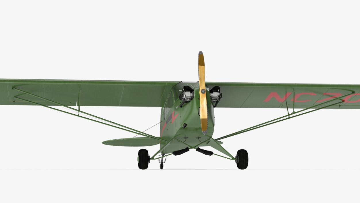 3D Private Aircraft Piper J-3 Rigged model