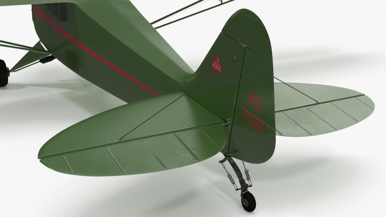 3D Private Aircraft Piper J-3 Rigged model