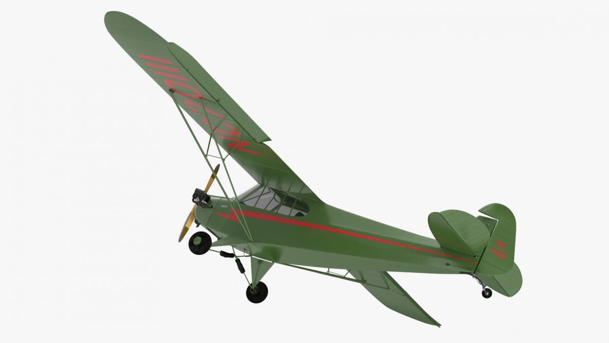 3D Private Aircraft Piper J-3 Rigged model