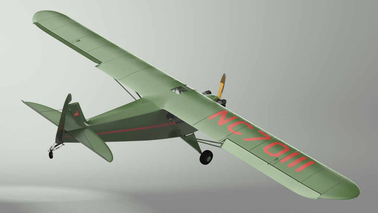 3D Private Aircraft Piper J-3 Rigged model